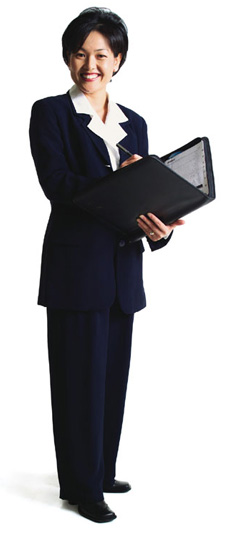 Smiling, Organized Woman holding a portfolio